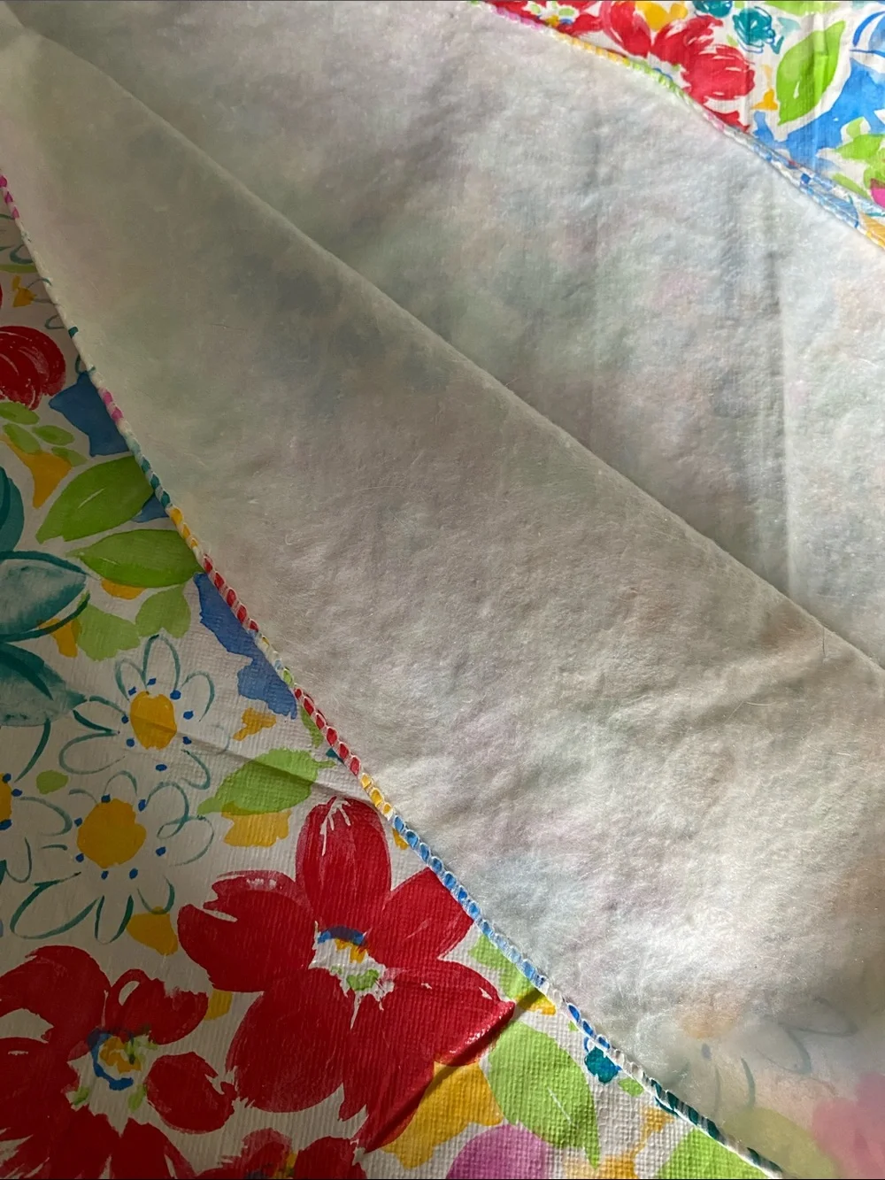 Bright Floral Vinyl Flannel Backed Tablecloth Multicolor Flower Print 51x67 Oval